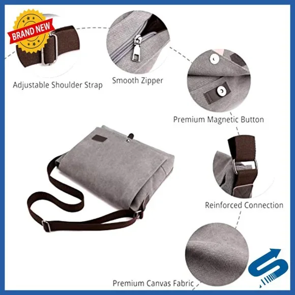 Vintage Canvas Tote Crossbody Shoulder Bag Casual Top Handle Mens